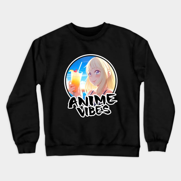 Cute Anime Girl on vacation - Anime Shirt Crewneck Sweatshirt by KAIGAME Art